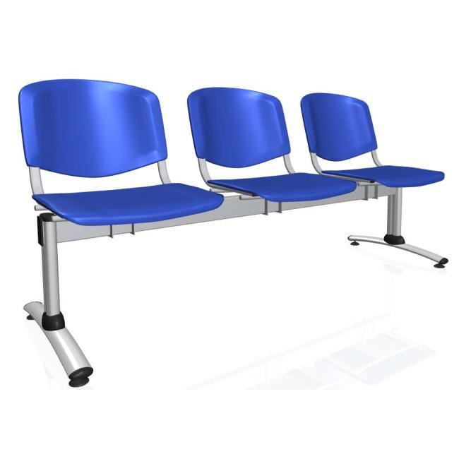 [AB010401] 3-miestna lavica Imperia, konštrukcia sivá, plast modrá