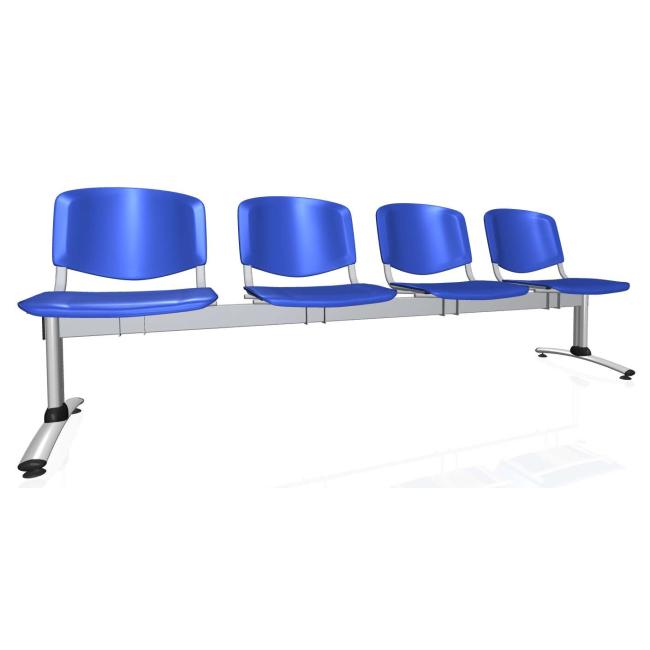 [AB010402] Imperia 4-seater bench, gray construction, blue plastic