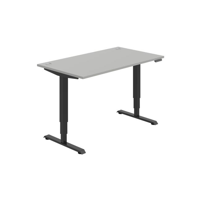 Work table RUN, PO, 3S, 140x64.5-130.5x80 cm, grey/black
