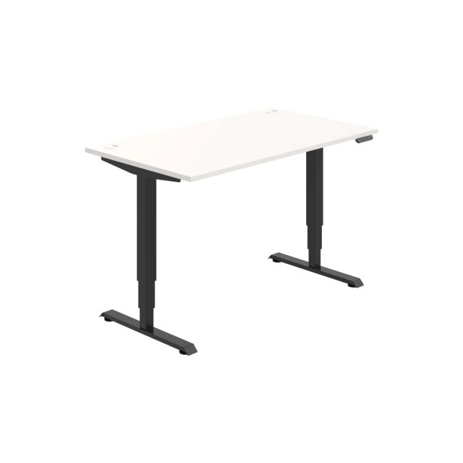 Work table RUN, PO, 3S, 140x64.5-130.5x80 cm, white/black