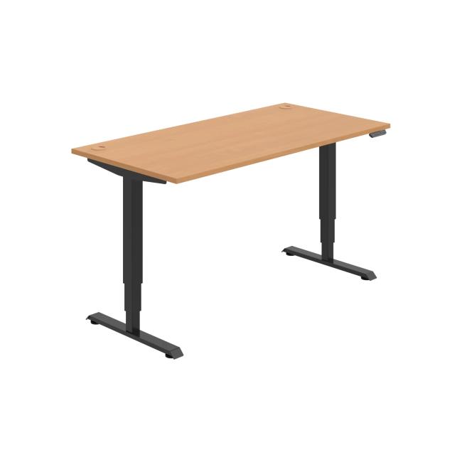 Work table RUN, PO, 3S, 160x64.5-130.5x80 cm, beech/black