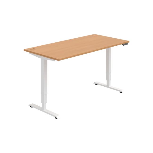Work table RUN, PO, 3S, 160x64.5-130.5x80 cm, beech/white