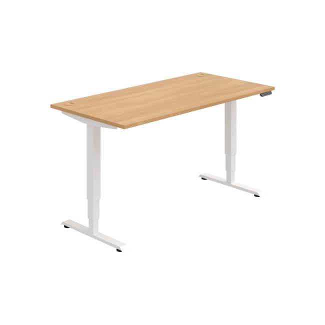 Work table RUN, PO, 3S, 160x64.5-130.5x80 cm, oak/white