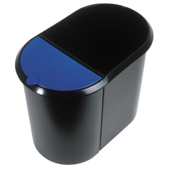 [HE610393] Plastic bin for separated waste Helit black/blue insert