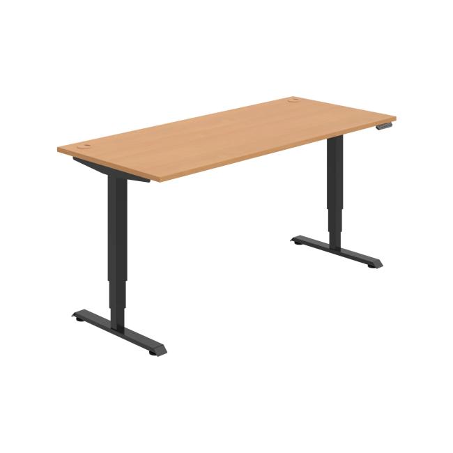 Work table RUN, PO, 3S, 180x64.5-130.5x80 cm, beech/black