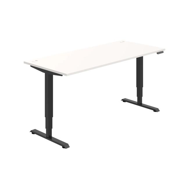 Work table RUN, PO, 3S, 180x64.5-130.5x80 cm, white/black