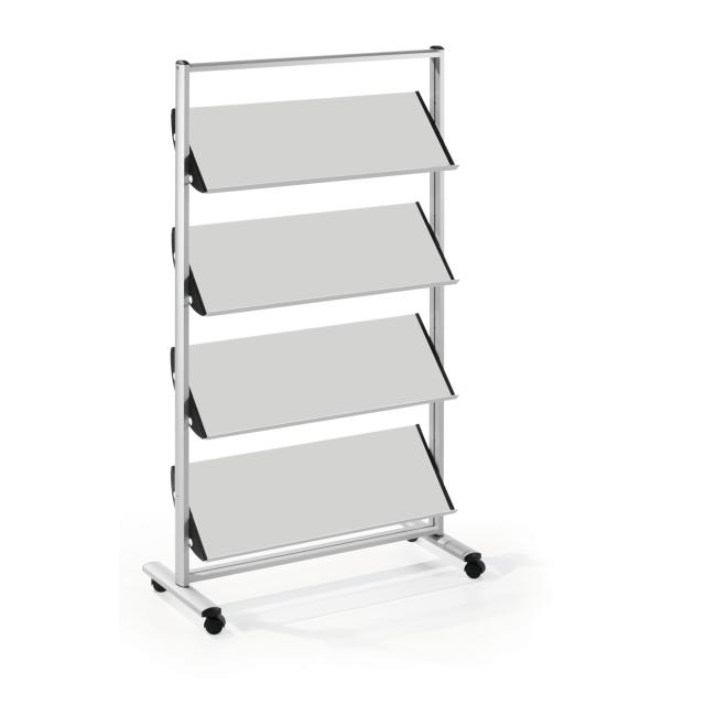 [HE681308] Mobile presentation stand Helit 12xA4 grey/metal