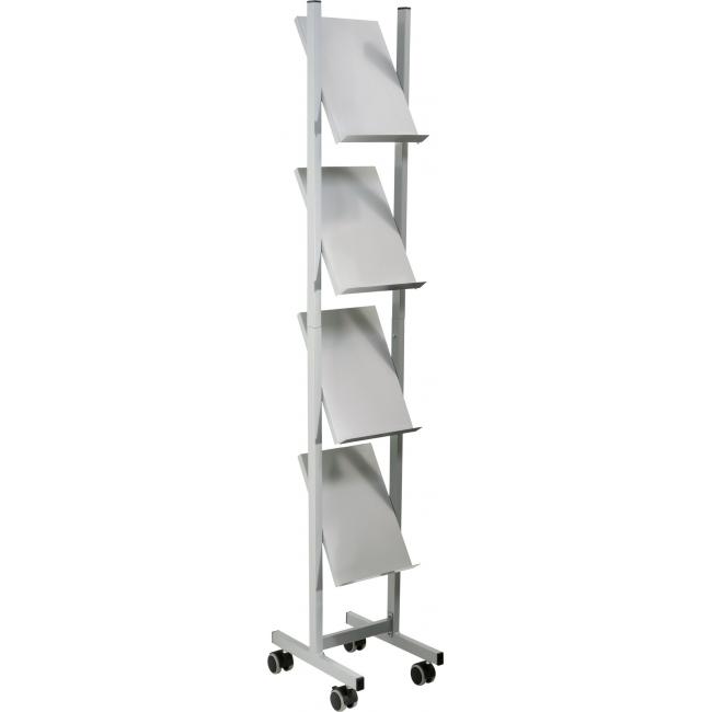 [HE681339] Mobile presentation stand Helit 4xA4 grey/metal