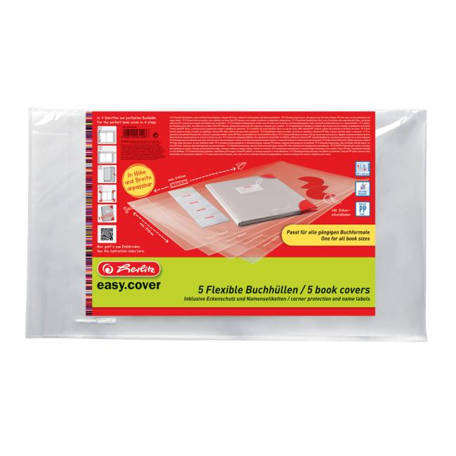 [HL014750] Flexible cover for books and notebooks Herlitz easy.cover, 5 pcs, in a bag