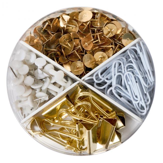 [HL021833] Box of mix thumbtacks pins office clips and document clips Herlitz Pure Glam 310 pcs