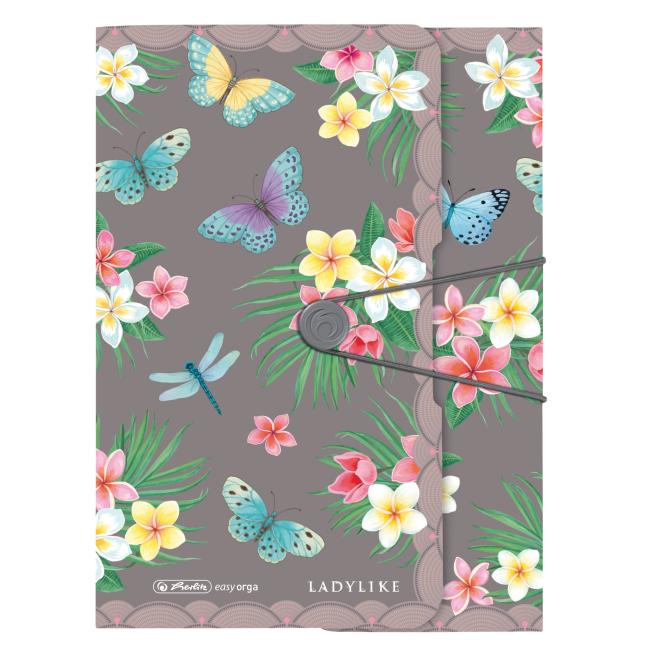 Plastic cover with rubber band Herlitz Ladylike A4 Butterfly