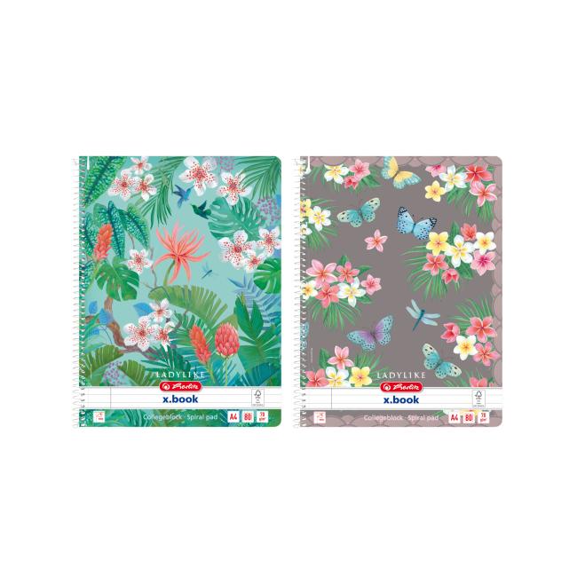 Zápisník Herlitz Ladylike A4, 80 listov, linajkový, Jungle and Butterfly