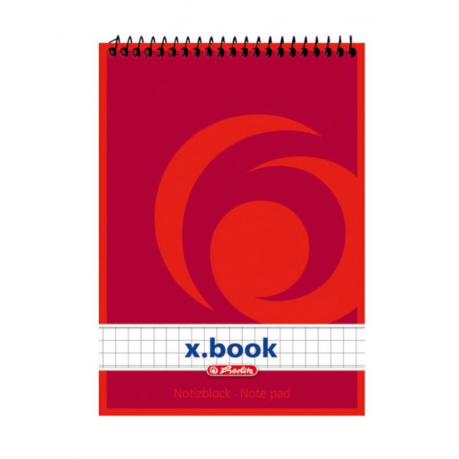 Notepad Herlitz with upper spiral A6 50 square sheets