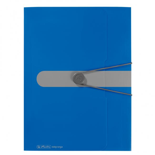 Herlitz Easy Orga blue plastic cover with rubber band
