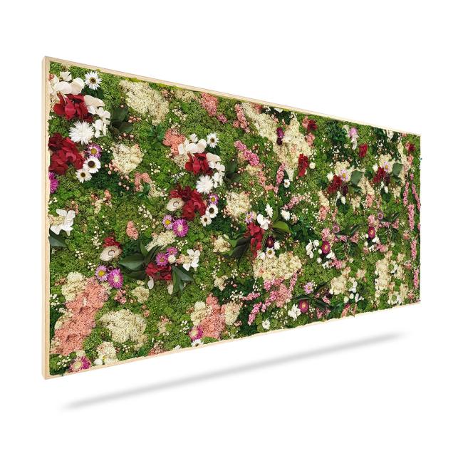 [BE000008] Moss painting PLANTS Huelma, 120x40cm, wooden white frame