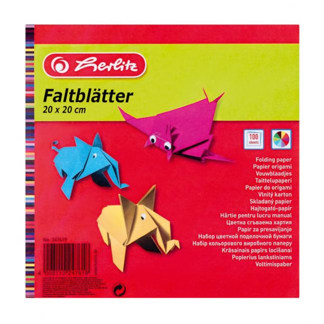 Herlitz colored paper 100 sheets 10 colors 20x20cm 60g
