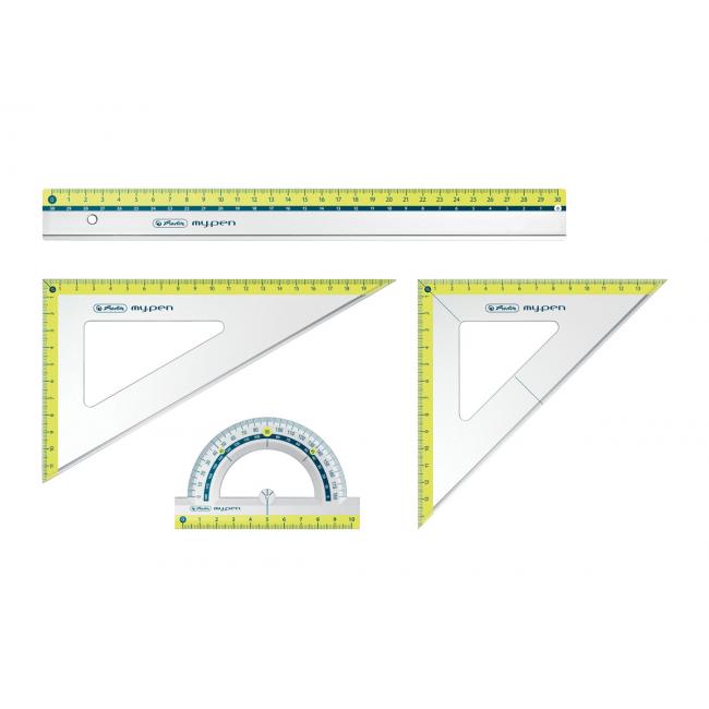 Ruler set Herlitz my.pen 4 pcs, mix of colors