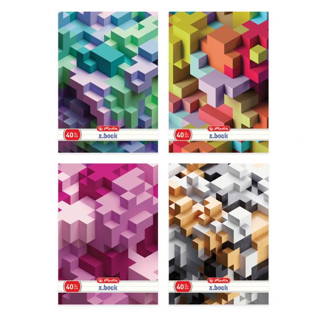 Zápisník Herlitz A4, 40 listov, linajkový, s parciálnym lakom, motív Tetris