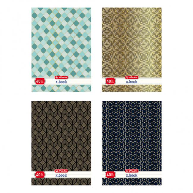 Herlitz zápisník A4, 40 listov, linajkový, s parciálnym lakom, 3D UV Art deco, mix motívov