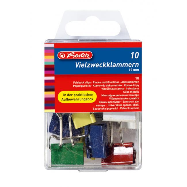 [HL770257] Spony na dokumenty Herlitz 19mm farebné 10 ks