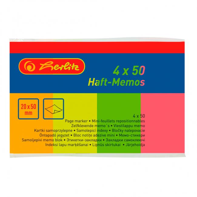 [HL790642] Papierové záložky Herlitz 20x50mm 50 ks. 4 farby