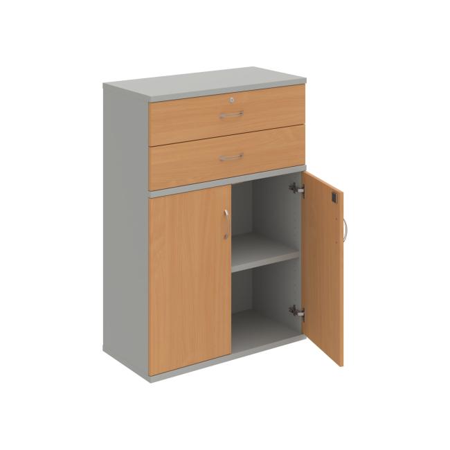 Strong shelf cabinet, lock, 80x115.2x40 cm, beech/grey