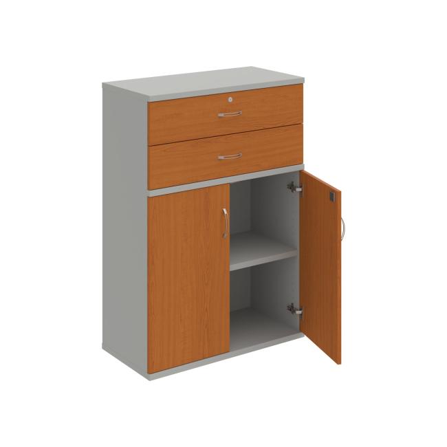 Strong shelf cabinet, lock, 80x115.2x40 cm, cherry/grey