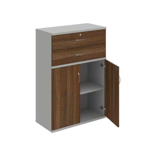Strong shelf cabinet, lock, 80x115.2x40 cm, walnut/grey