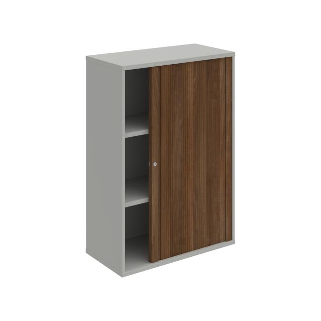 Shelving cabinet Strong P, 80x115.2x40 cm, walnut/grey
